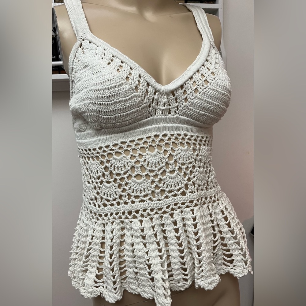 White Poupette St. Barth Rania Crochet top size Small